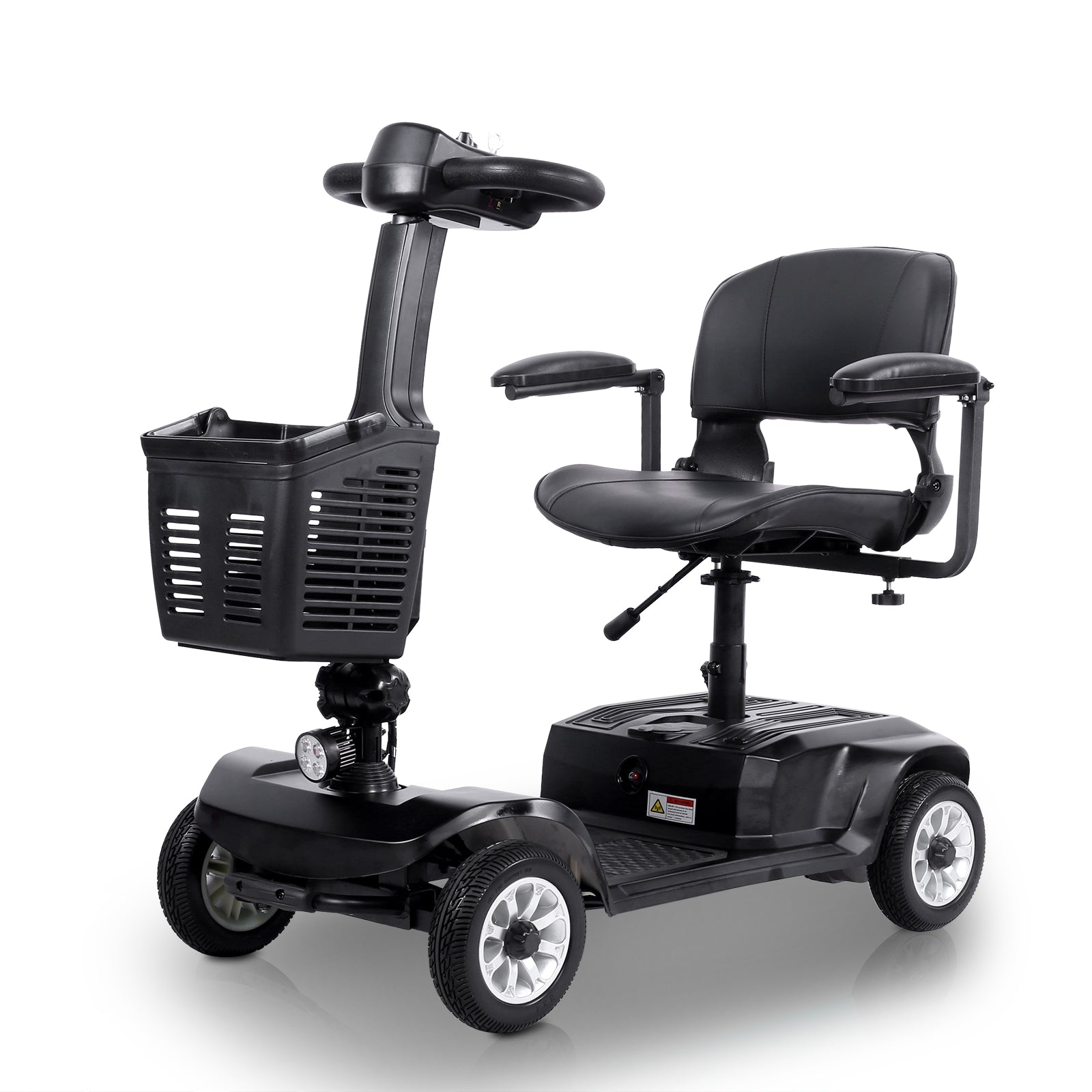 FoldScoot FS-TRAVEL20 black 4-wheel mobility scooter with padded seat