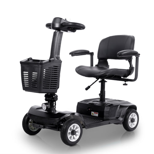 FoldScoot FS-TRAVEL20 black 4-wheel mobility scooter with padded seat