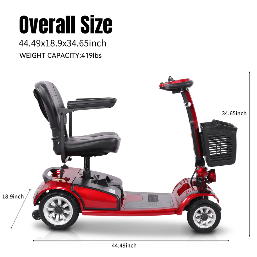 FoldScoot FS-TRAVEL35 Heavy-Duty 4-Wheel Mobility Scooter, 22-Mile Range, 419-lb Capacity size and fit