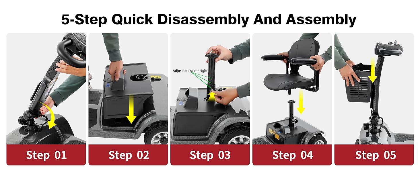 FoldScoot FS-M1 4-Wheel Mobility Scooter for Seniors and Adults product details
