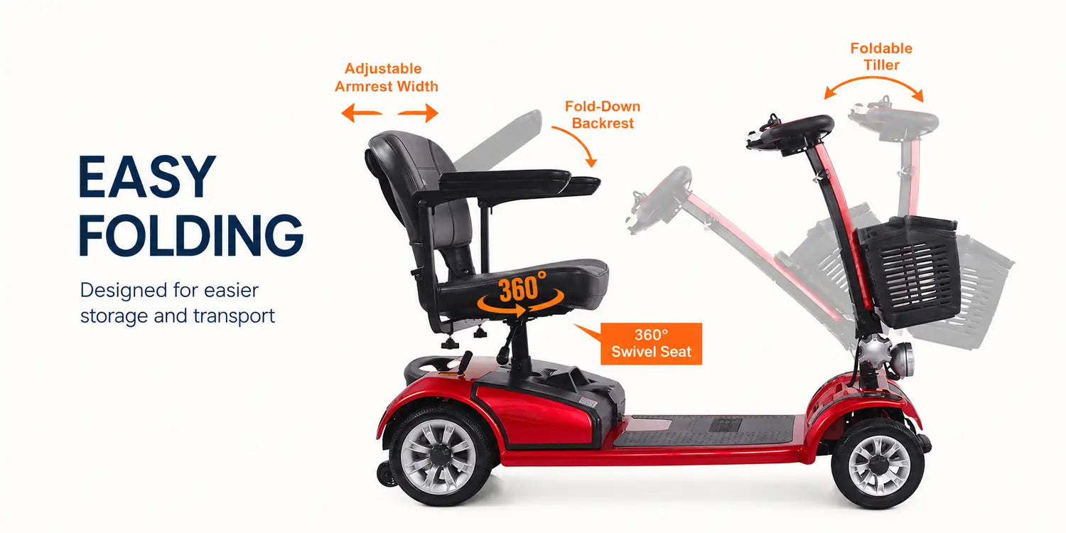 FoldScoot FS-TRAVEL35 Heavy-Duty 4-Wheel Mobility Scooter, 22-Mile Range, 419-lb Capacity product details