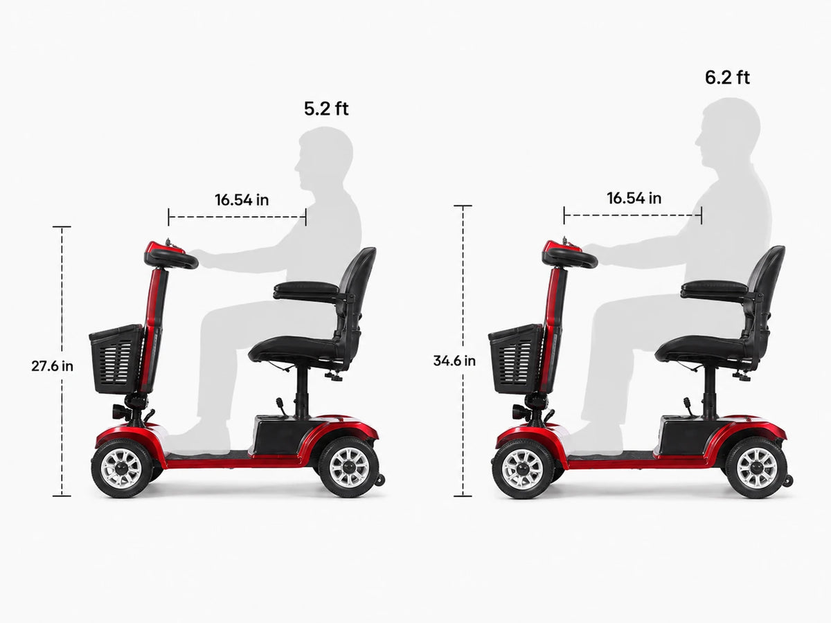 FoldScoot FS-C2 rider fit guide for 5.2 to 6.2 ft users