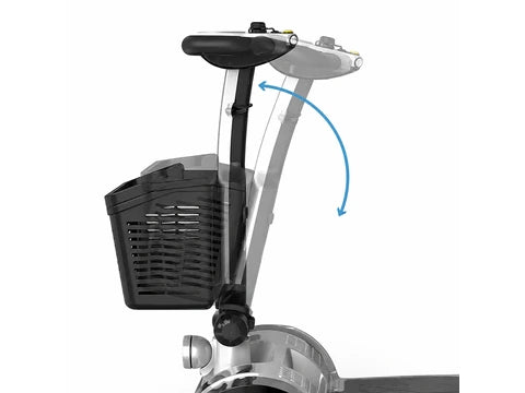 Foldable tiller on mobility scooter