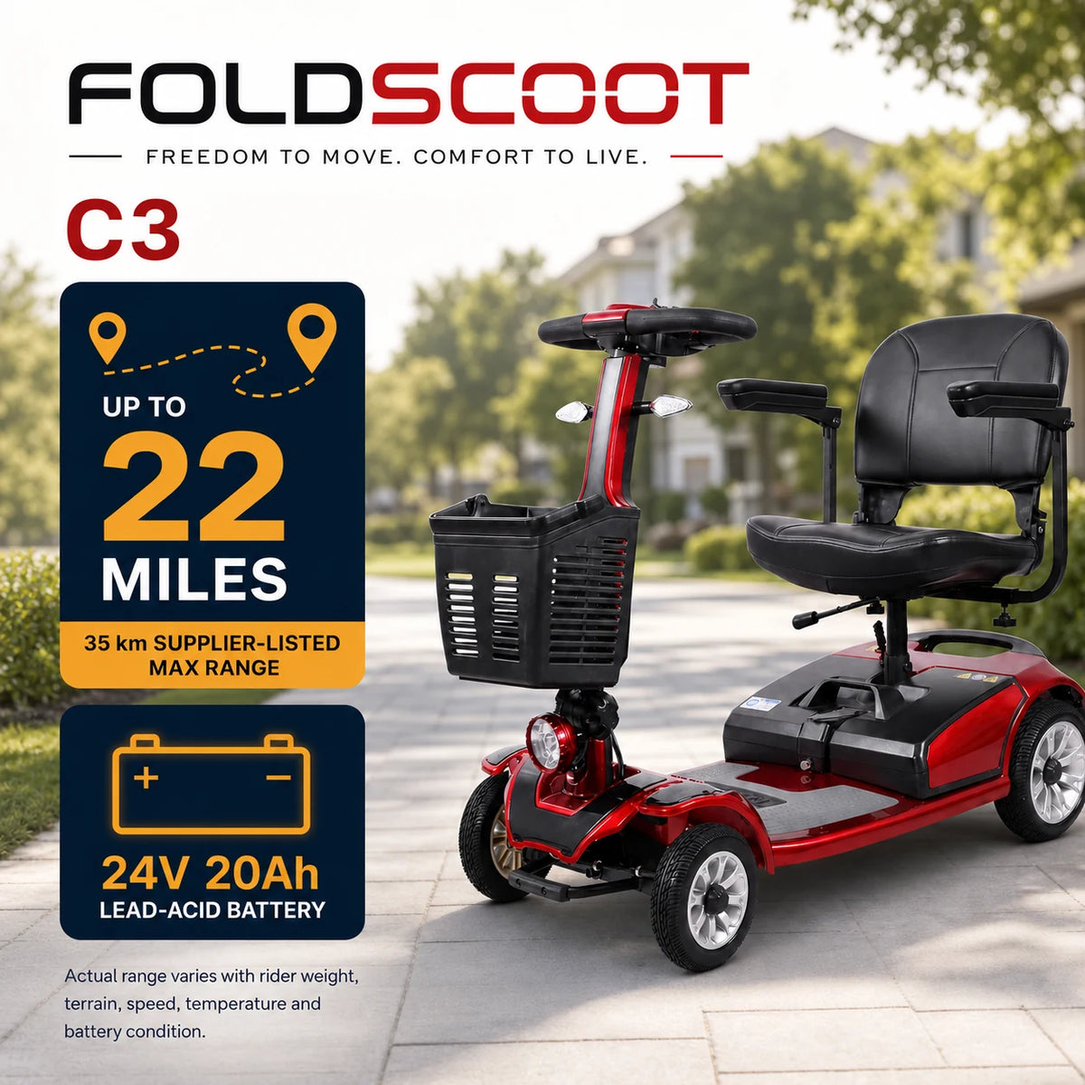 FoldScoot FS-C3 4-wheel comfort mobility scooter - product image 9