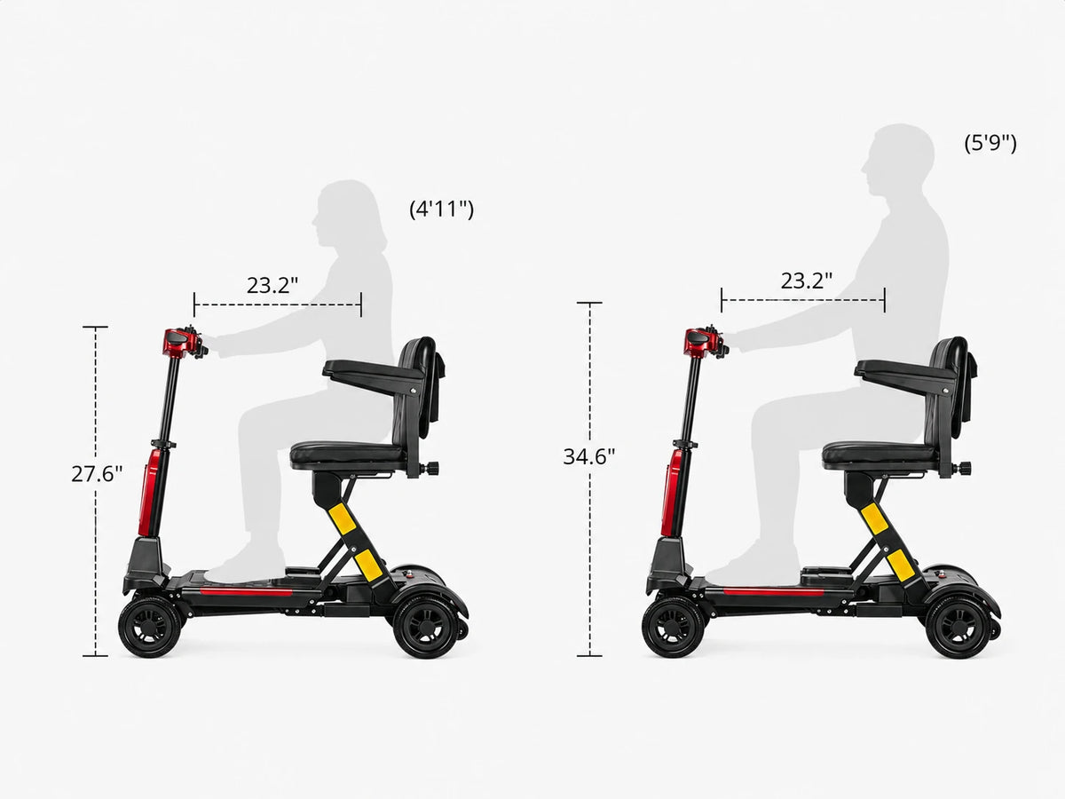 FoldScoot FS-T3 rider fit comparison for different adult heights