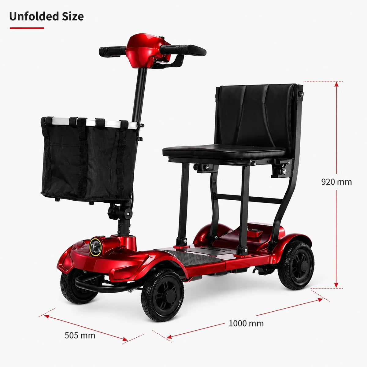 FoldScoot FS-T1 4-Wheel Travel Mobility Scooter dimensions 2
